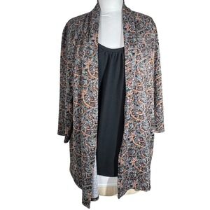 NY Collection Womens XL Paisley Open Front Cardigan Multicolor Knit HAS0106